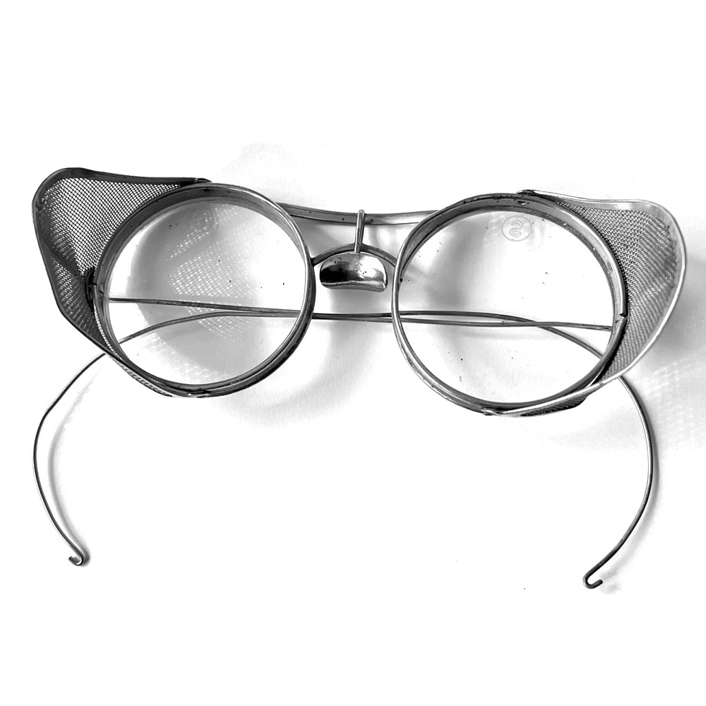 Antique Steampunk Safety Glasses Unisex Metal Glass Mesh Vintage Clear Glass